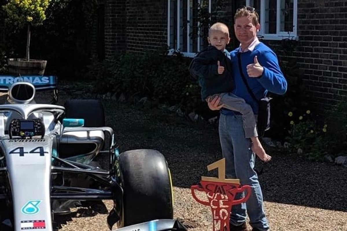 Mercedes send Hamilton's trophy and car to house of young cancer patient