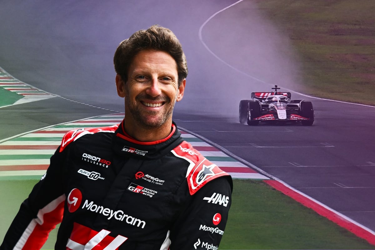 Grosjean during Haas test at Mugello