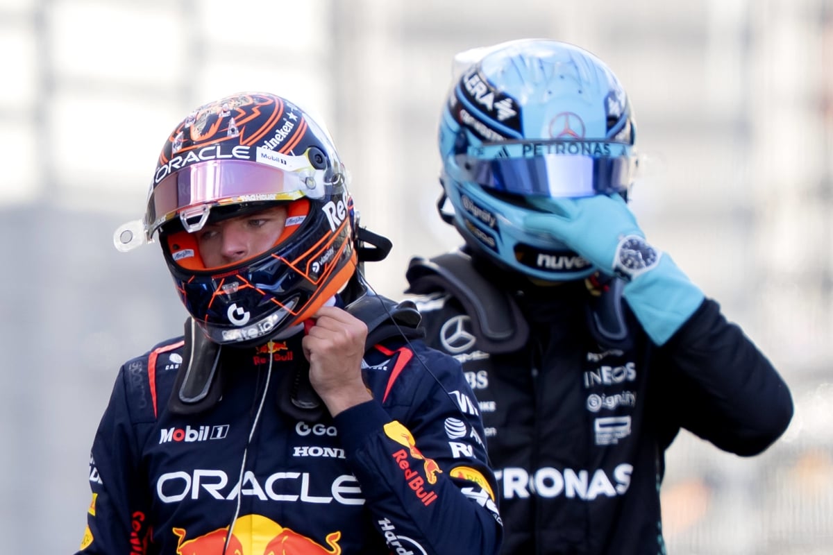 Verstappen and Russell after qualifying at Red Bull Ring