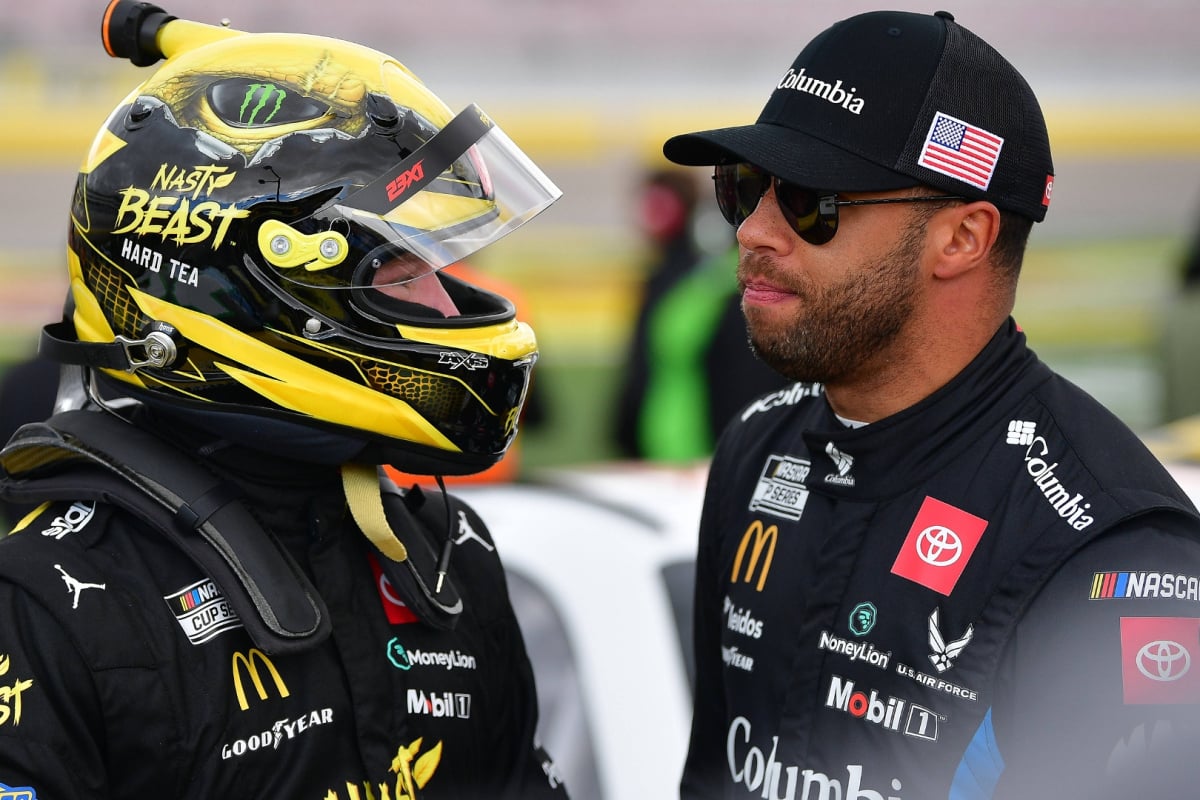 An image of 23XI Racing drivers Tyler Reddick and Bubba Wallace