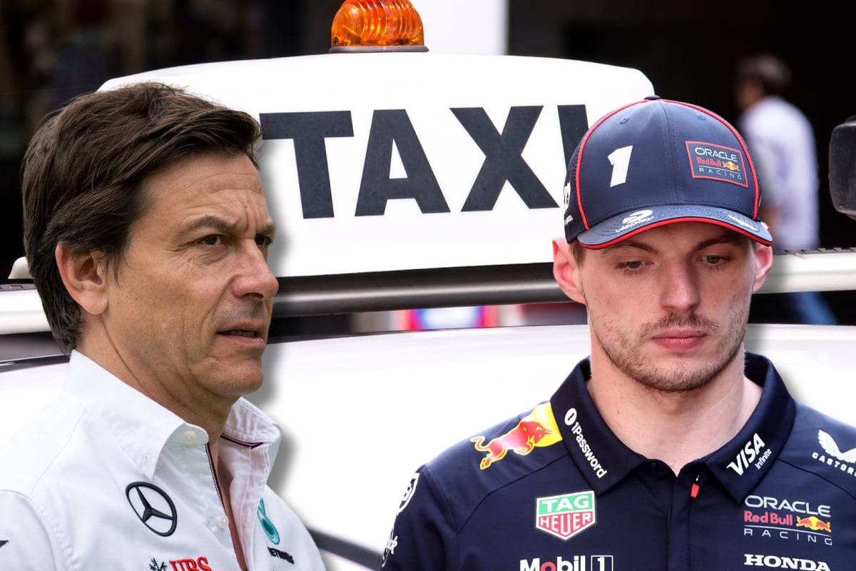 Max Verstappen and Toto Wolff in Taxi