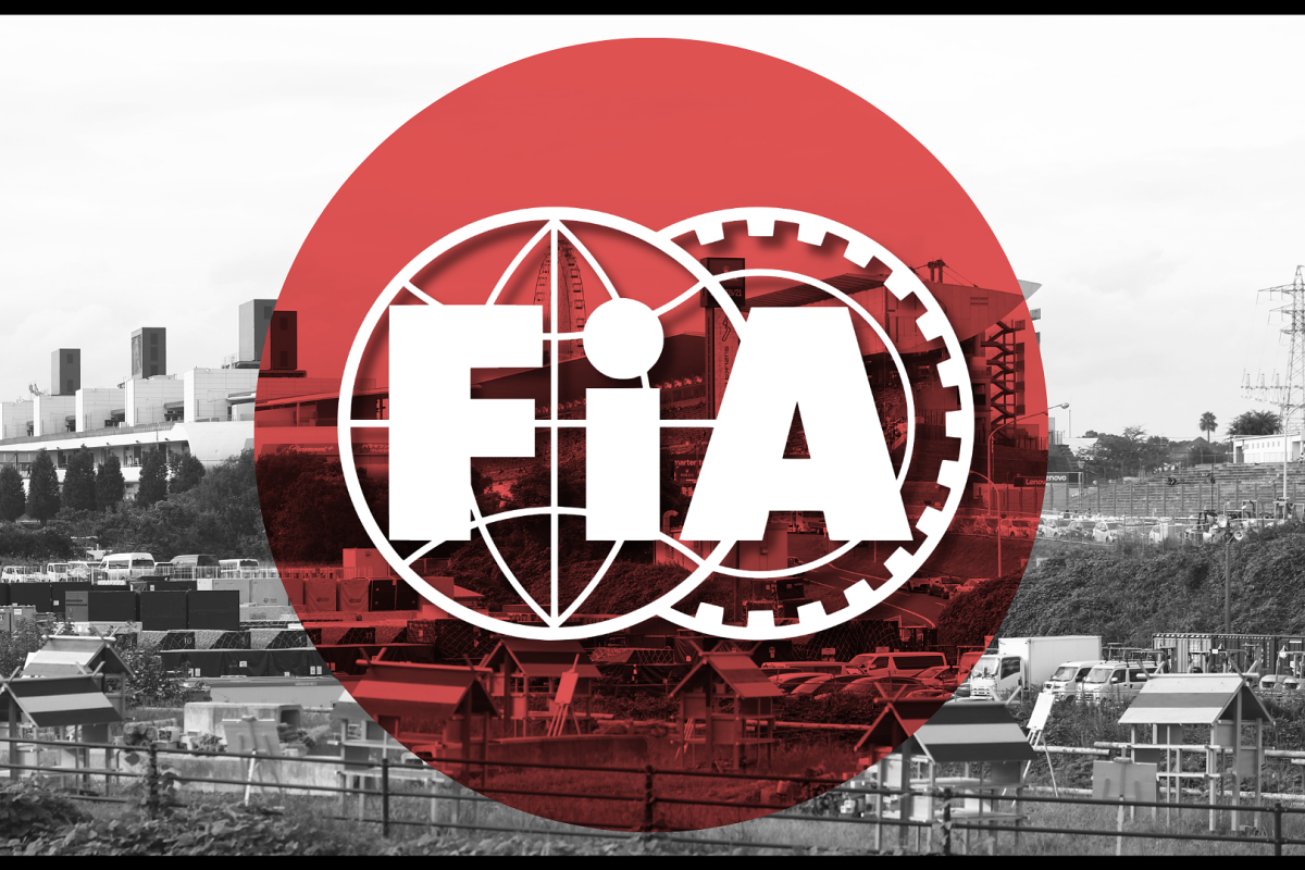 An FIA logo is shown against a Japanse flag background