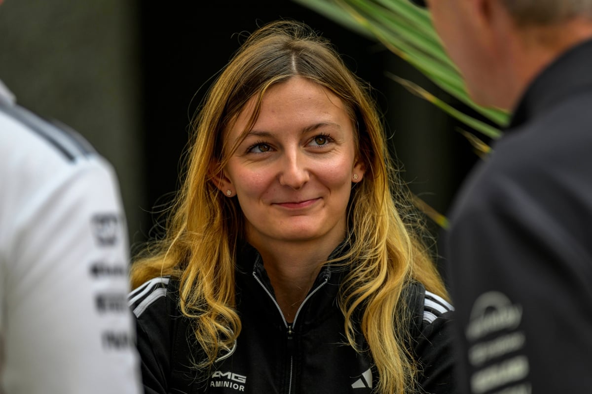 Doriane Pin smiling at the 2025 Imola Grand Prix