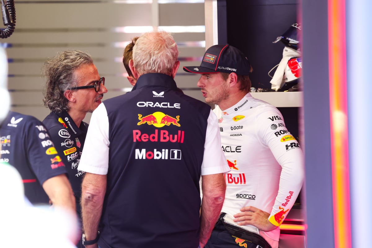 Laurent Mekies, Helmut Marko, Max Verstappen, generic, 2025