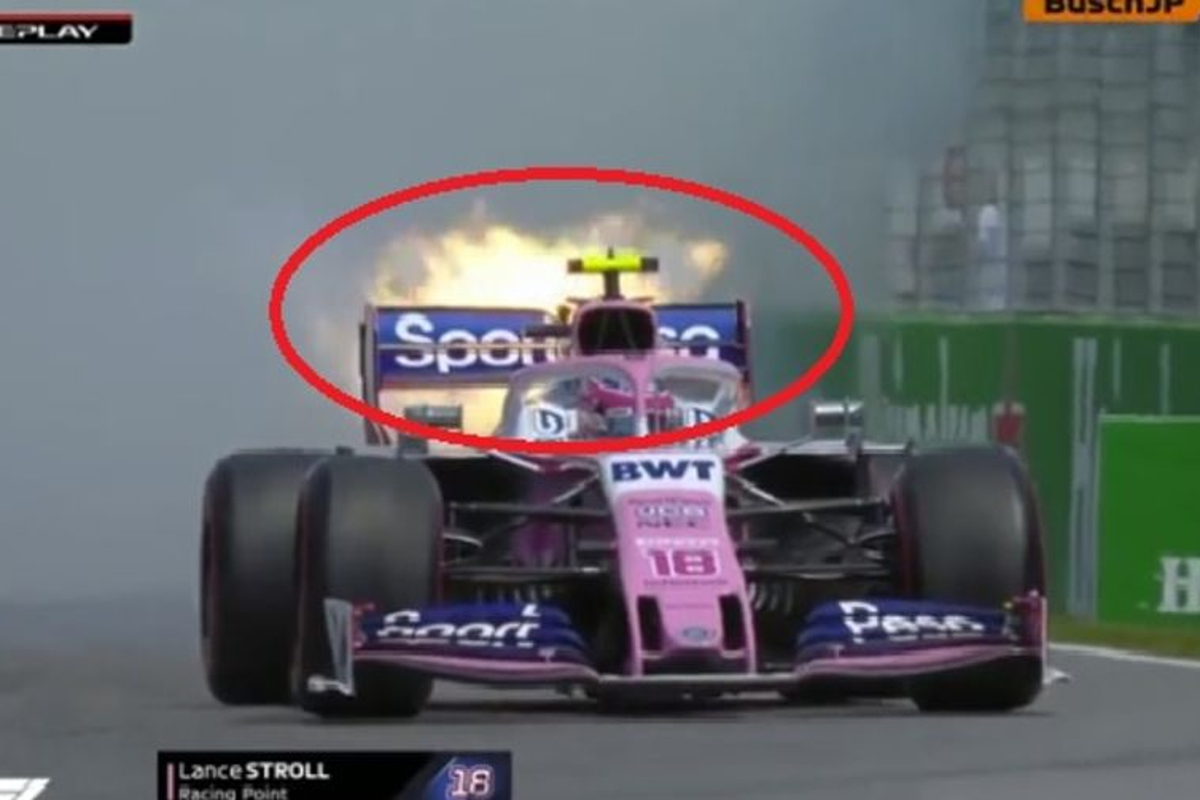 VIDEO: Stroll's car bursts into flames!