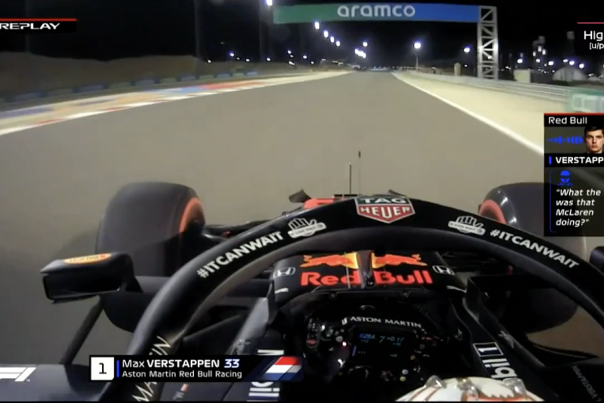 Verstappen over de boordradio: "What the f**k is die McLaren aan het doen?"