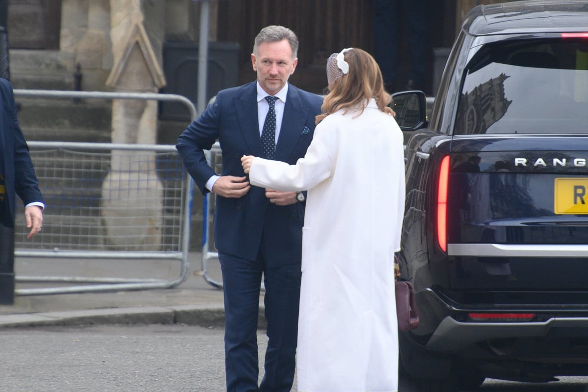Christian Horner, Geri Halliwell arrive at Westminster Abbey