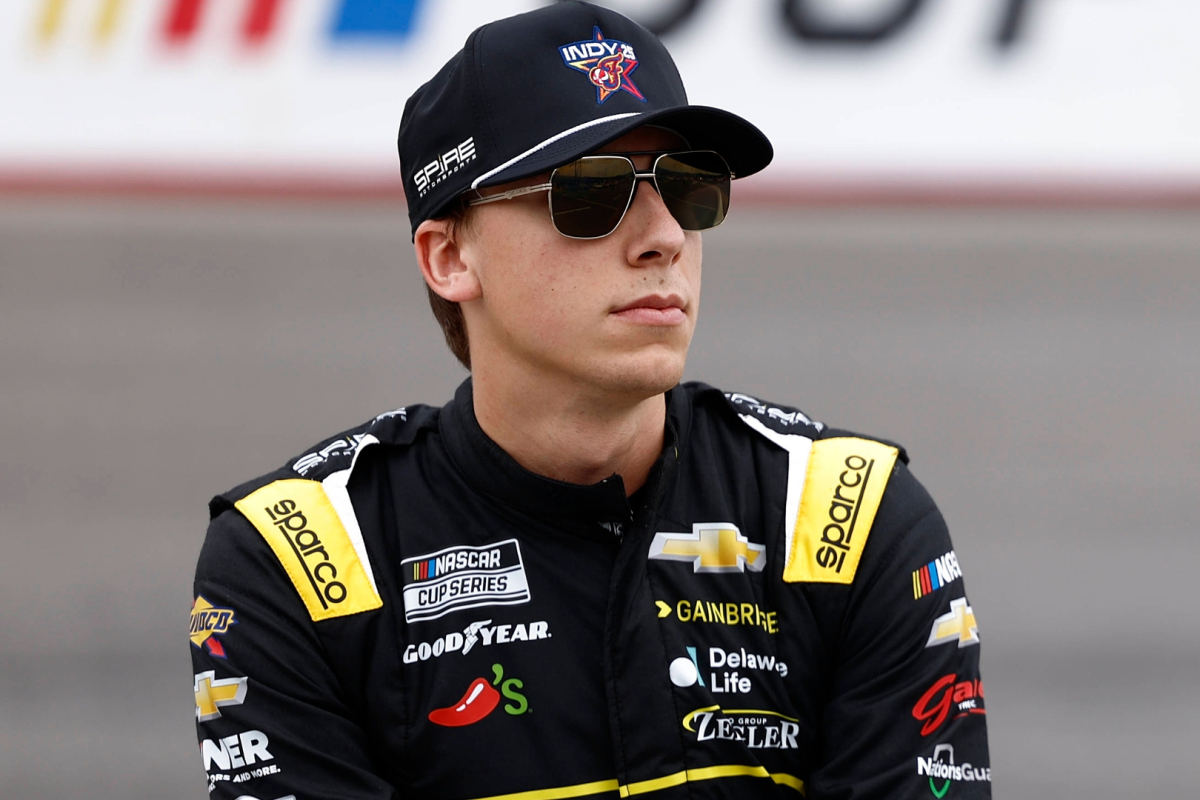 An image of Spire Motorsports driver Carson Hocevar at a NASCAR race