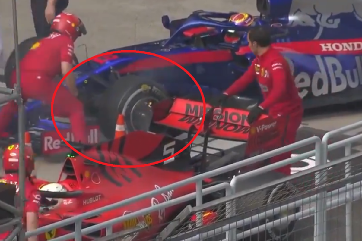 VIDEO: Ferrari extinguish fire on Toro Rosso car!