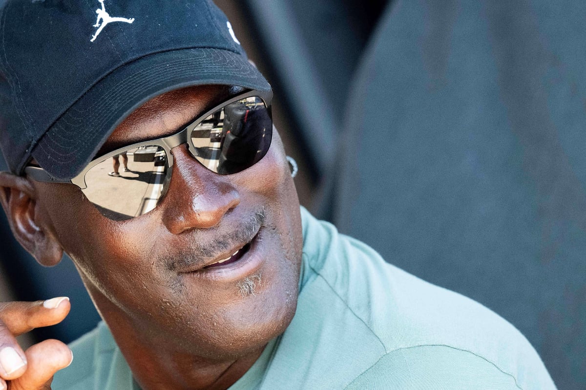 NASCAR owner Michael Jordan looking curiously into the distance