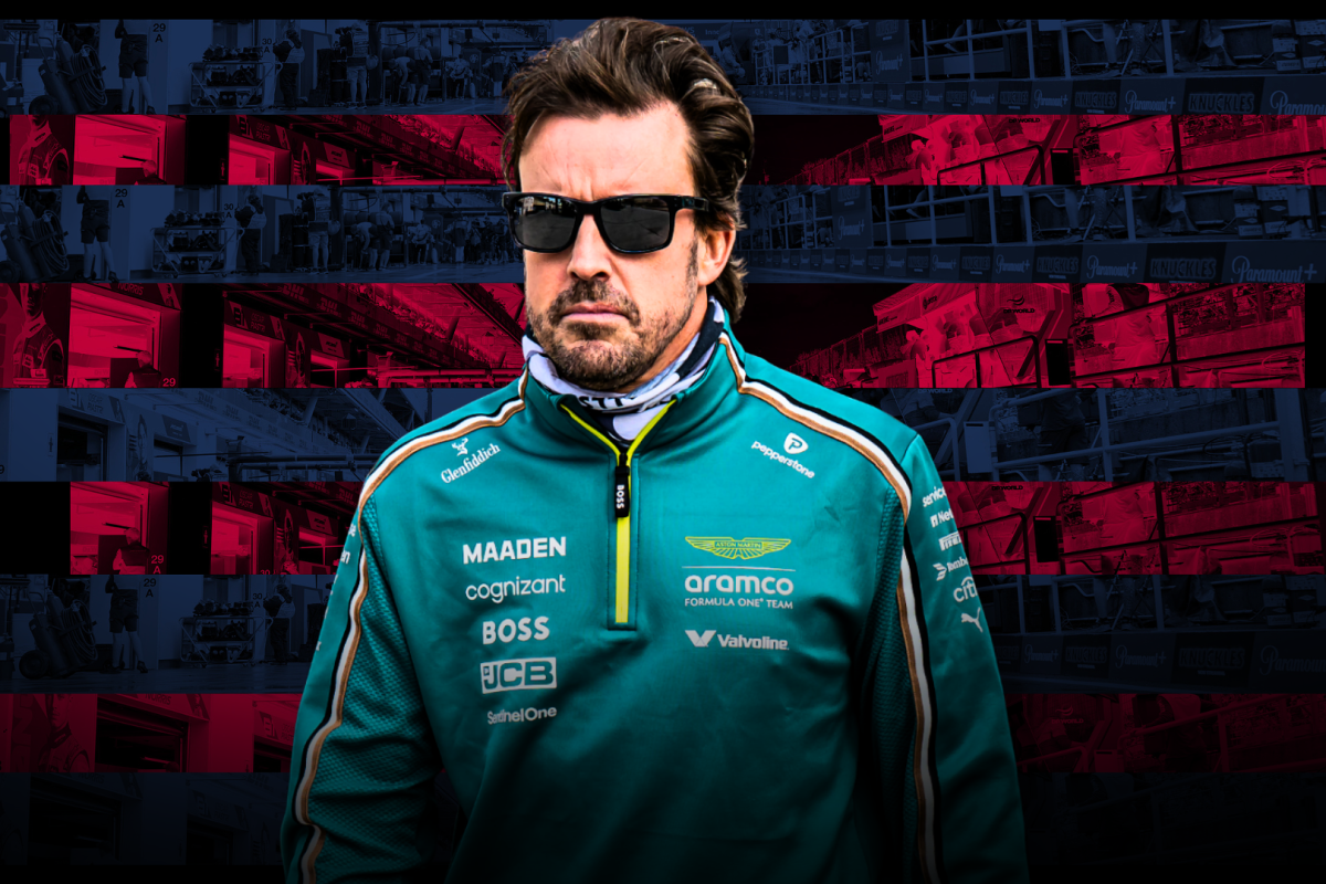 Fernando Alonso edited on a background of Barcelona colours