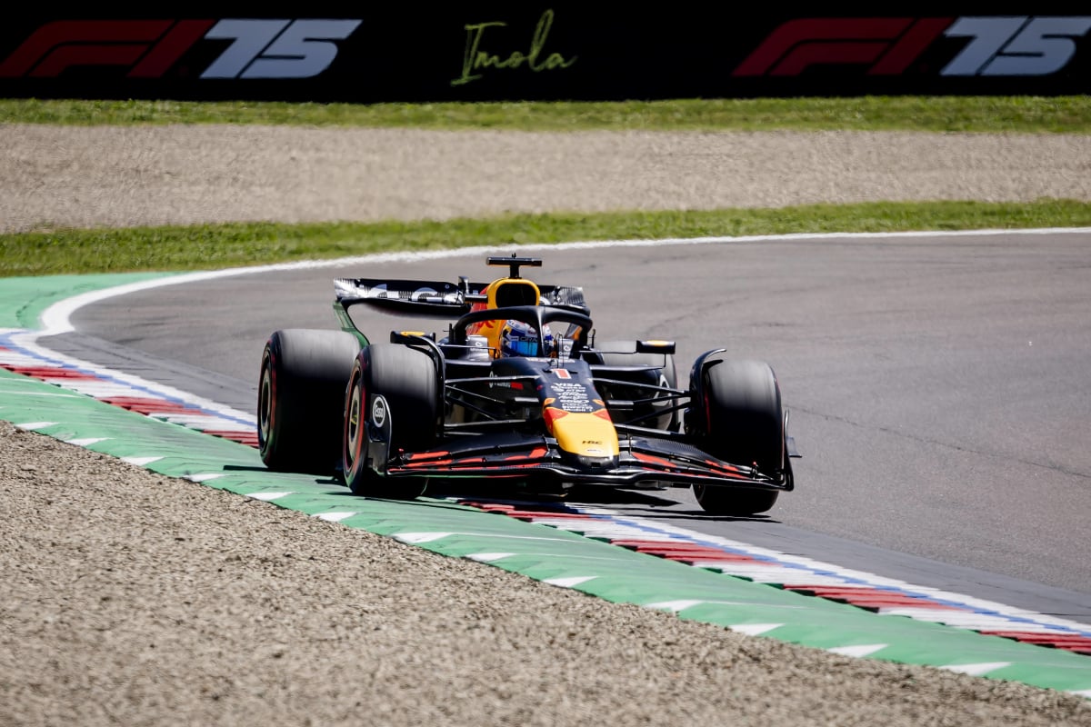 Max Verstappen driving his RB21 at Imola