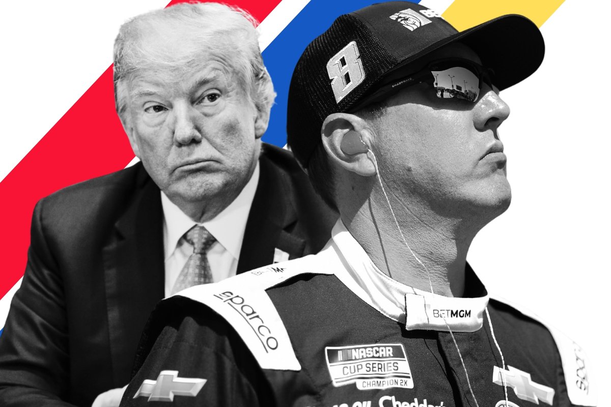 A composite image of President Donald Trump and NASCAR legend Kyle Busch