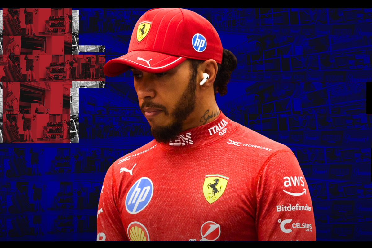 Lewis Hamilton in front of the Australian flag