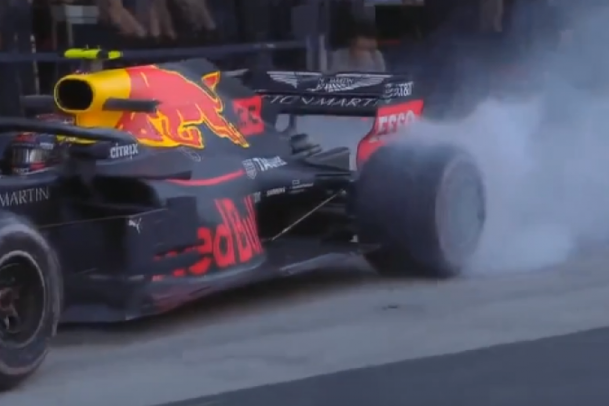 VIDEO: Verstappen's smokey Red Bull