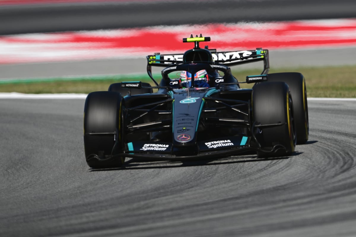 Antonelli during practice in Barcelona