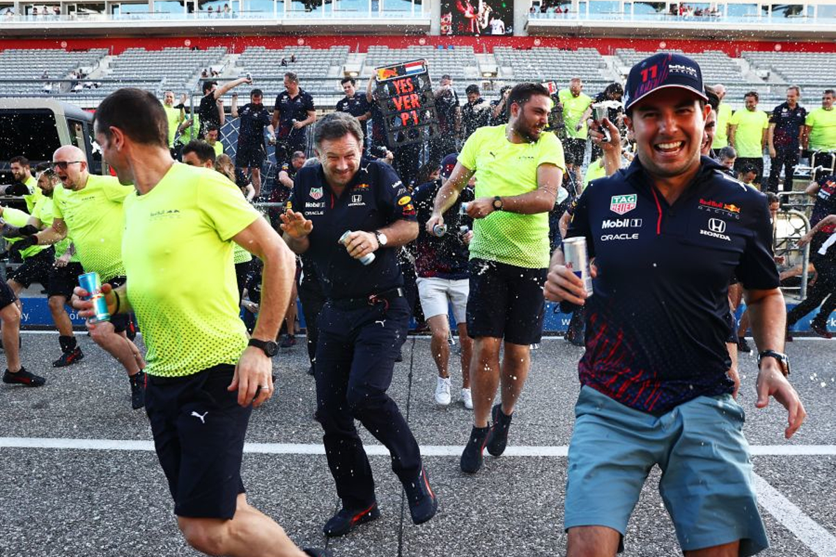 Red Bull Racing celebrating the double podium at COTA