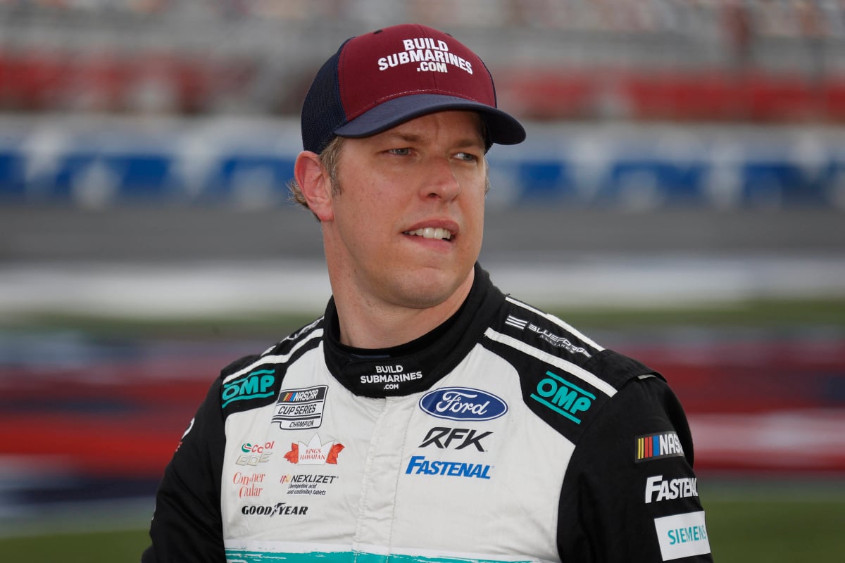 An image of NASCAR Cup Series driver Brad Keselowski looking into the distance