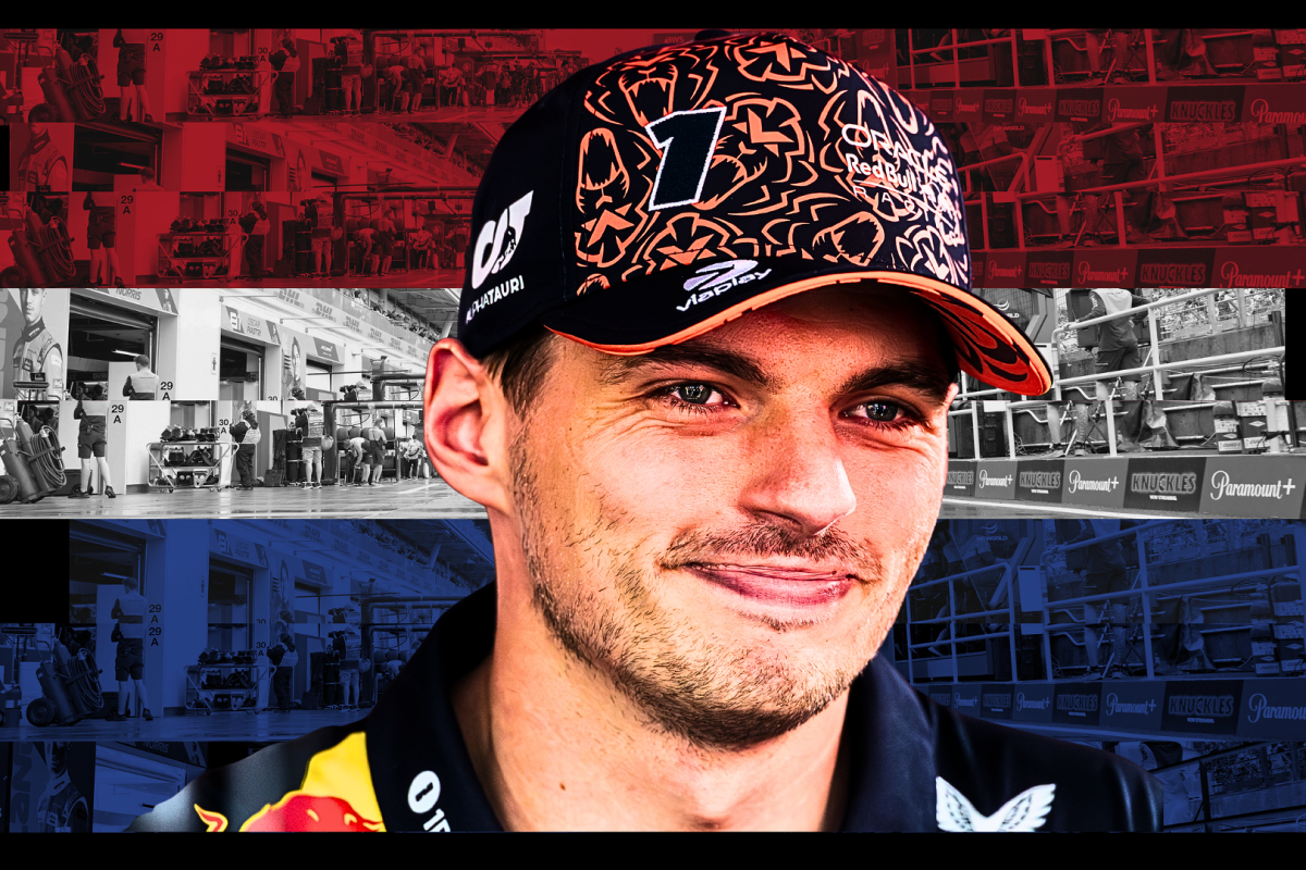 Max Verstappen in front of the Dutch flag