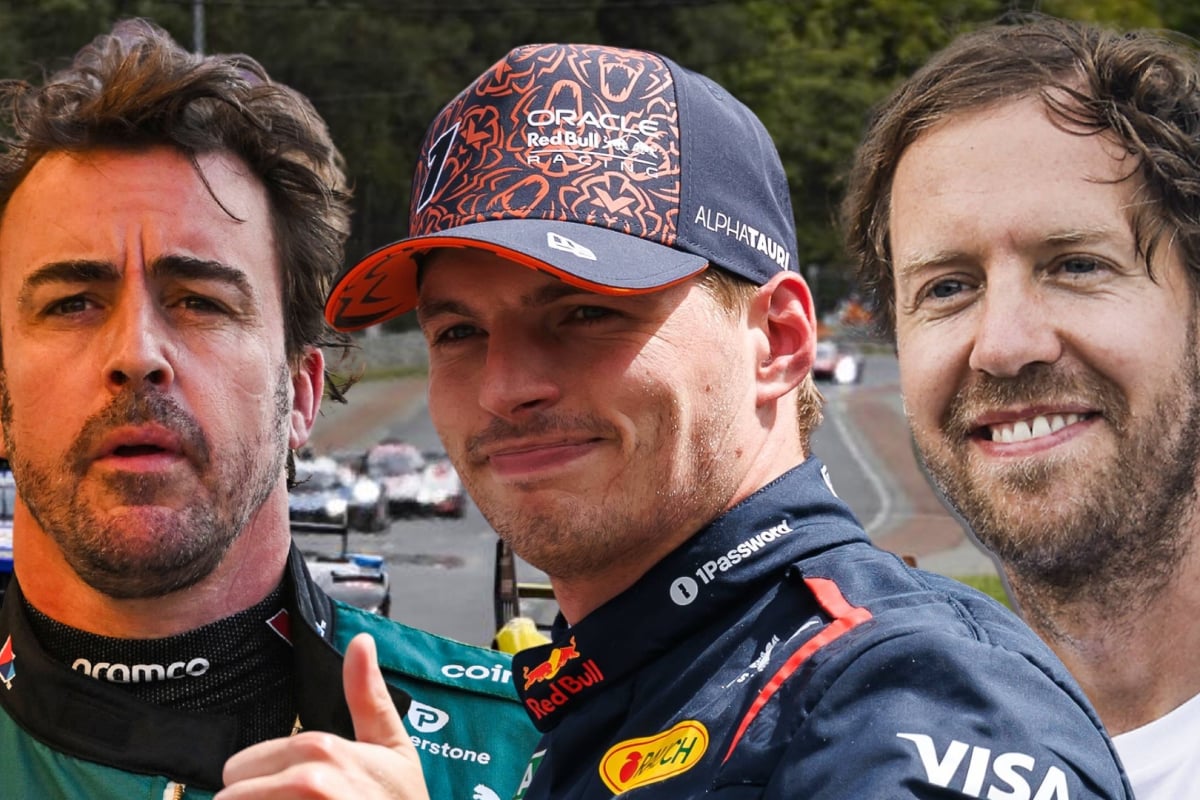 Max Verstappen, Sebastian Vettel, Fernando Alonso in front of the Le Mans race