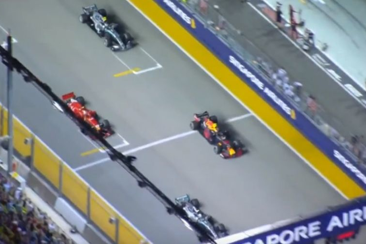 VIDEO: Crash na start in Singapore leidt tot safety car