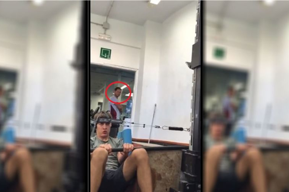 VIDEO: Russell turns heads with crazy gym routine!
