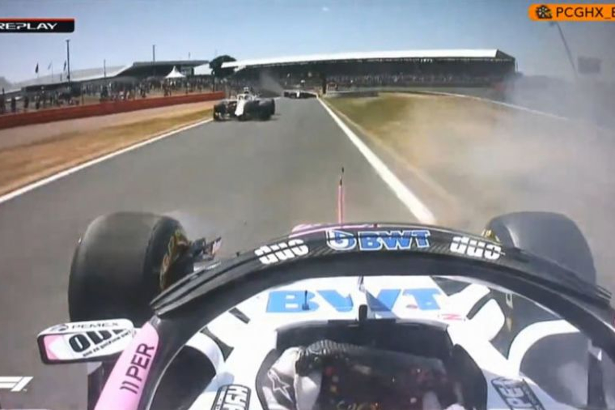VIDEO: Perez nearly wipes out Williams in pit lane!