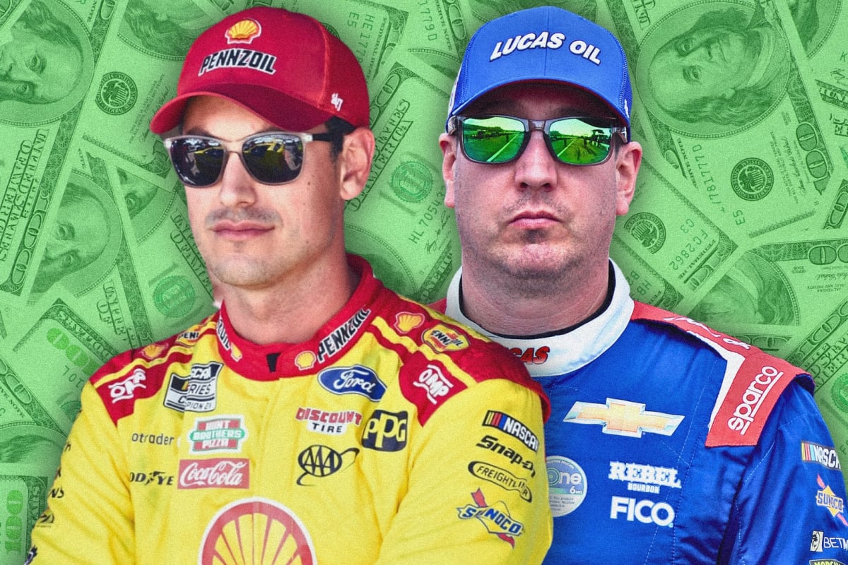 A composite image of Kyle Busch and Joey Logano