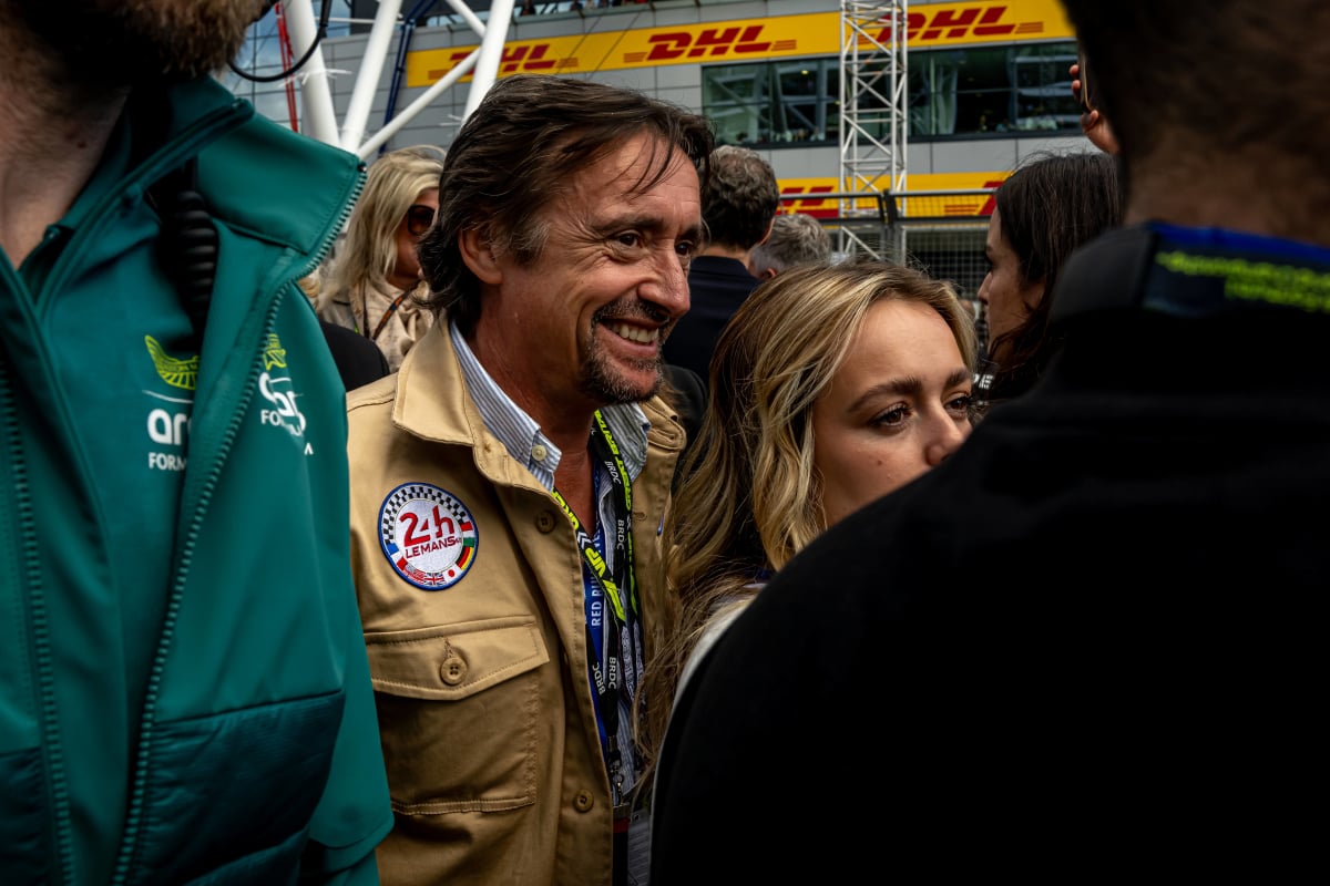 Richard Hammond smiles with his daughter Izzy on the grid at the 2024 British Grand Prix