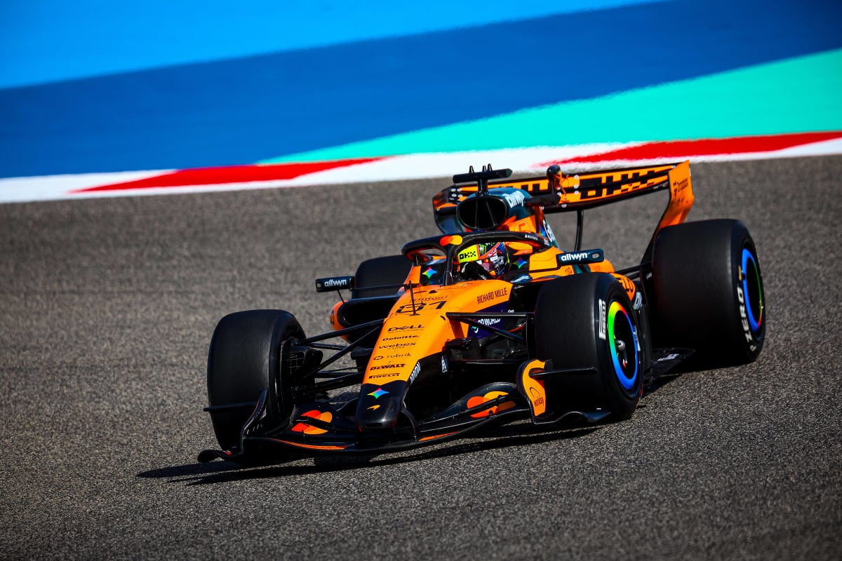 Piastri during Day 1 of Bahrain Test 1