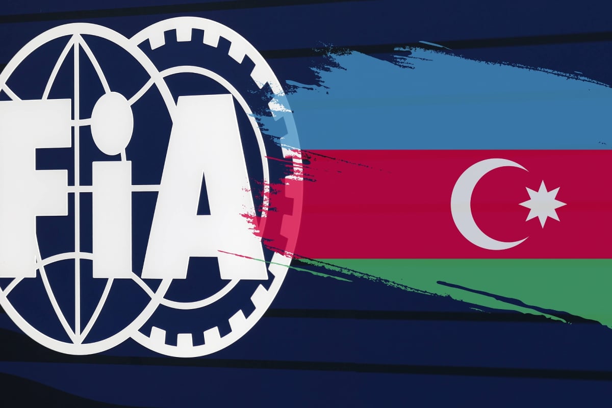 The FIA logo with the Azerbaijan flag alongside it