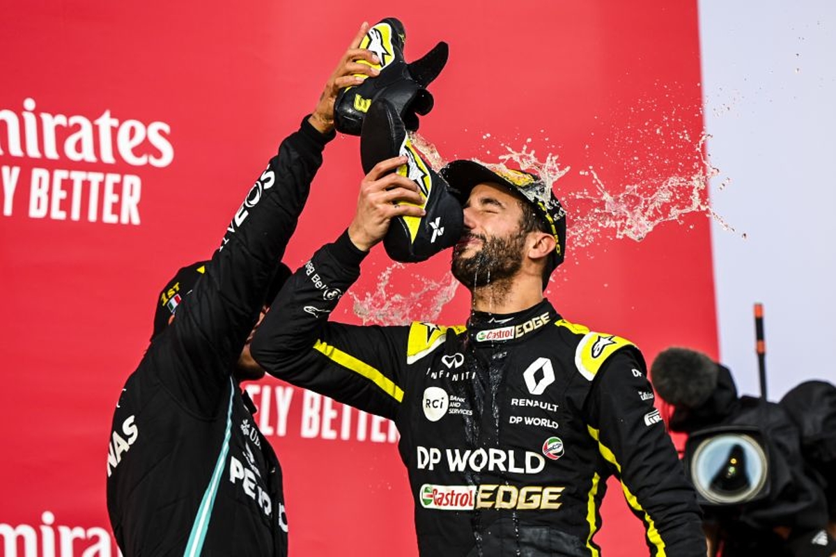 Ricciardo left "smiling" again thanks to Racing Point pit-stop blunder