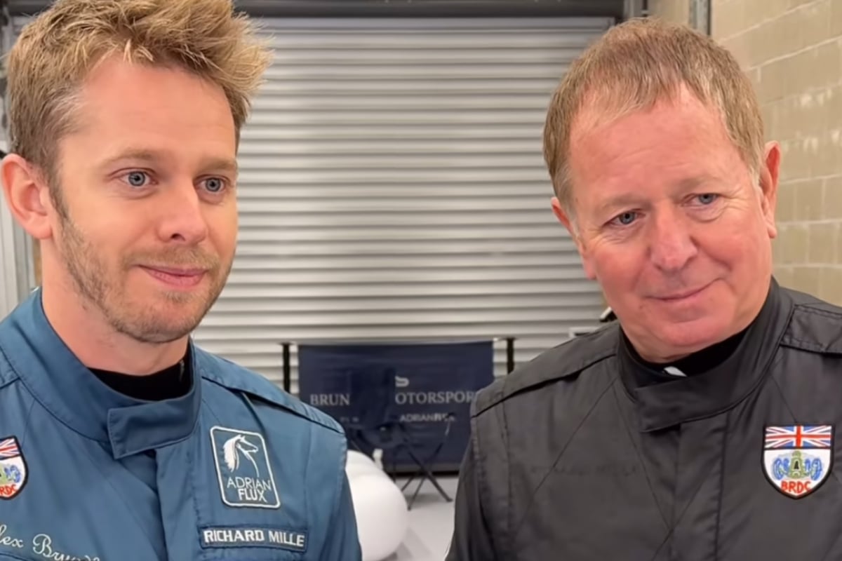 Screengrab of Alex and Martin Brundle in race suits via @brundle_motorsport