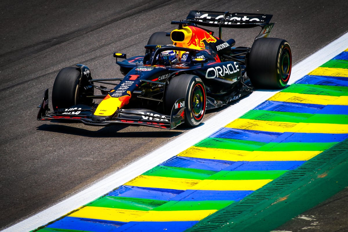 Verstappen during practice at Interlagos