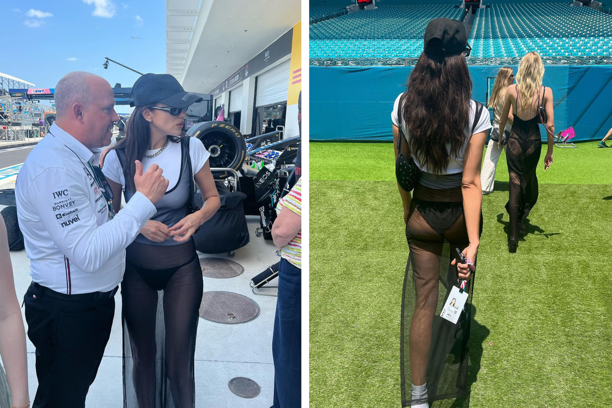 Russisch model Irina Shayk bekritiseerd vanwege "ongepaste outfit" tijdens GP Miami