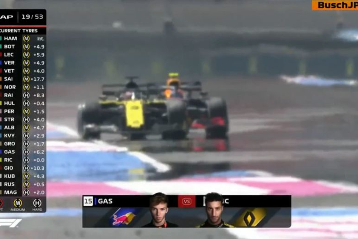 VIDEO: Ricciardo passeert Gasly op het rechte stuk