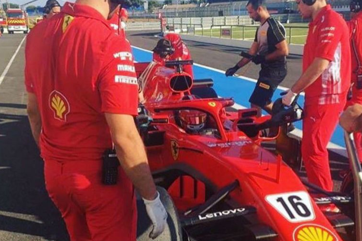 Leclerc drives 2018 Ferrari in France