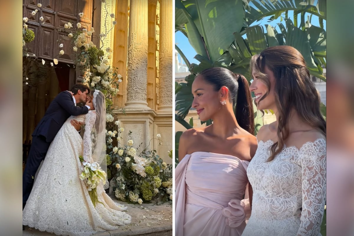 Two pictures taken from Alexandra Saint Mleux's Instagram story, one of Lorenzo Leclerc and Charlotte Di Pietro, the second of Alexandra Saint Mleux and Charlotte