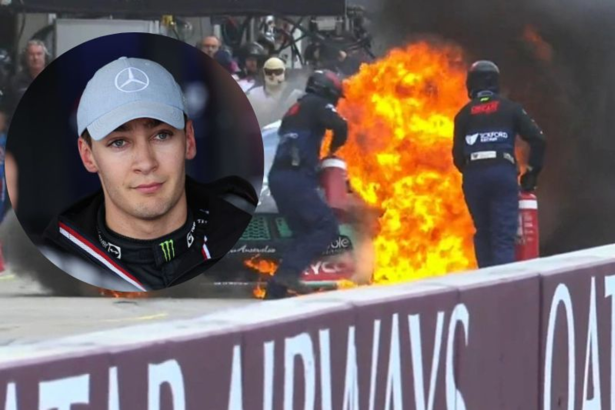 Russell reacts to 'massive' Supercars pit lane fire