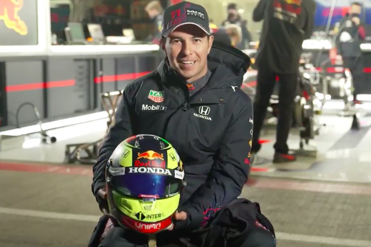 Perez explains all-new 'career favourite' Red Bull helmet design
