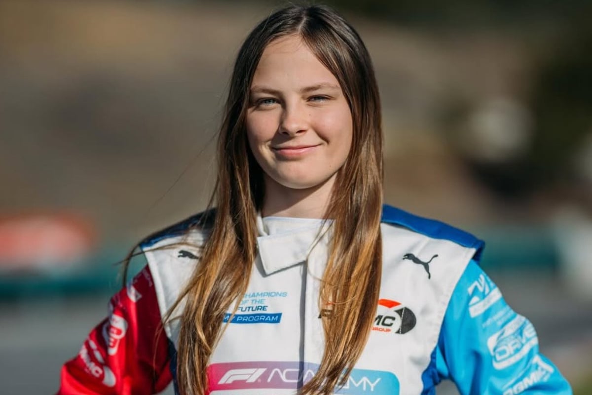 Chiara Baettig in an F1 Academy sponsored race suit via Instagram: @chiarabaettig
