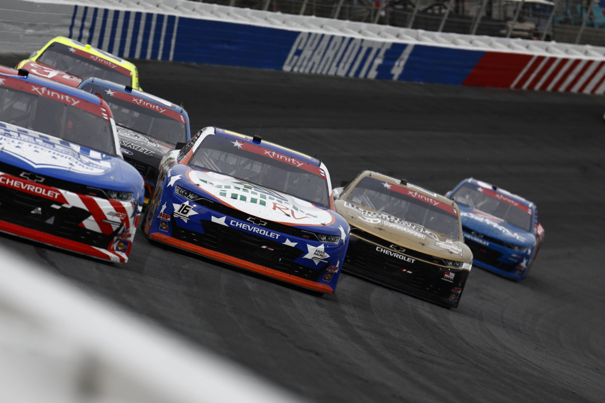 An image from Charlotte Motor Speedway during the 2025 Xfinity Series race