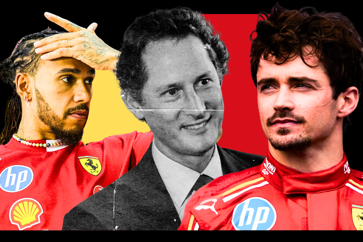 Charles Leclerc and Lewis Hamilton look really far from impressed at Ferrari chairman John Elkann