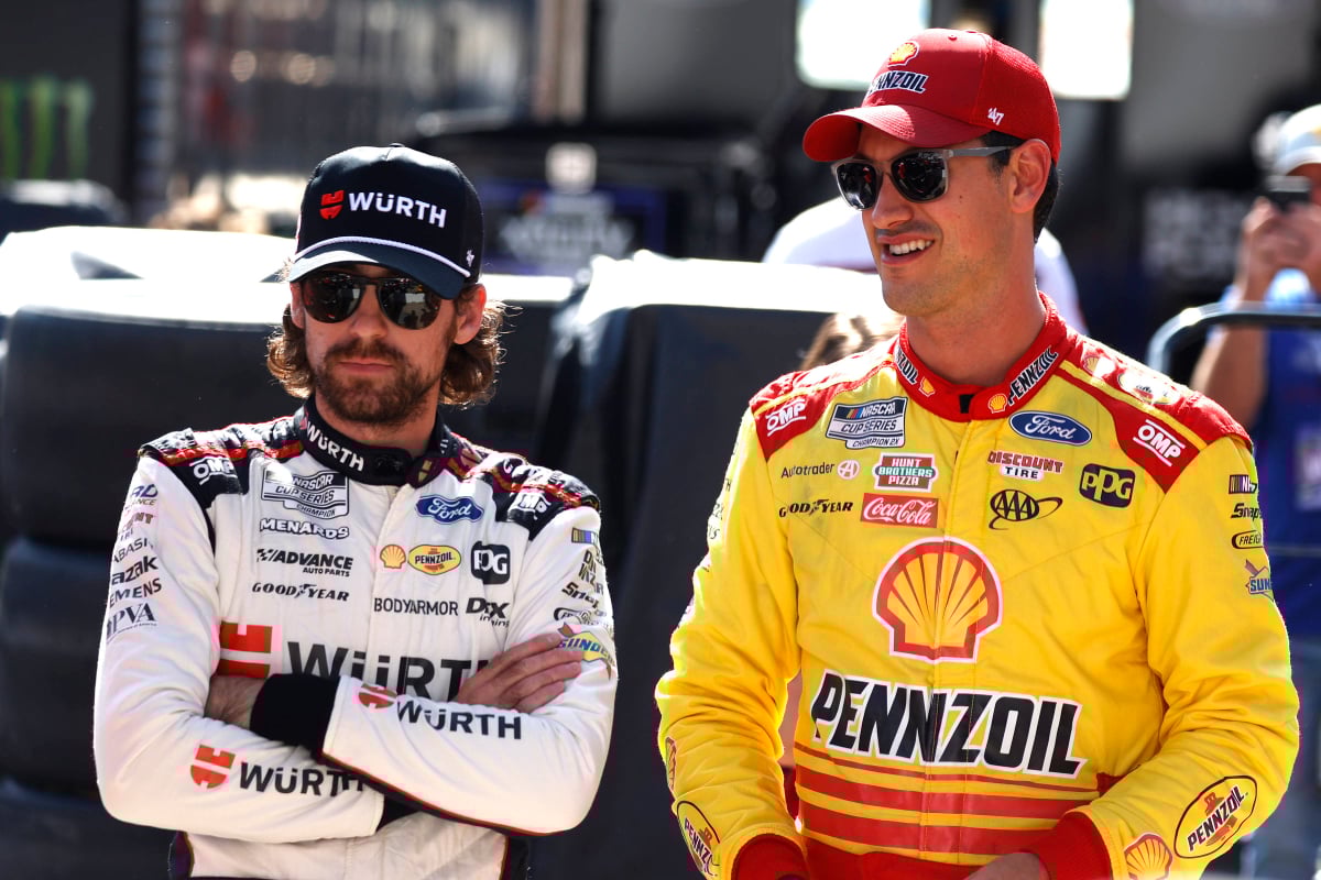 An image of Team Penske NASCAR drivers Ryan Blaney and Joey Logano