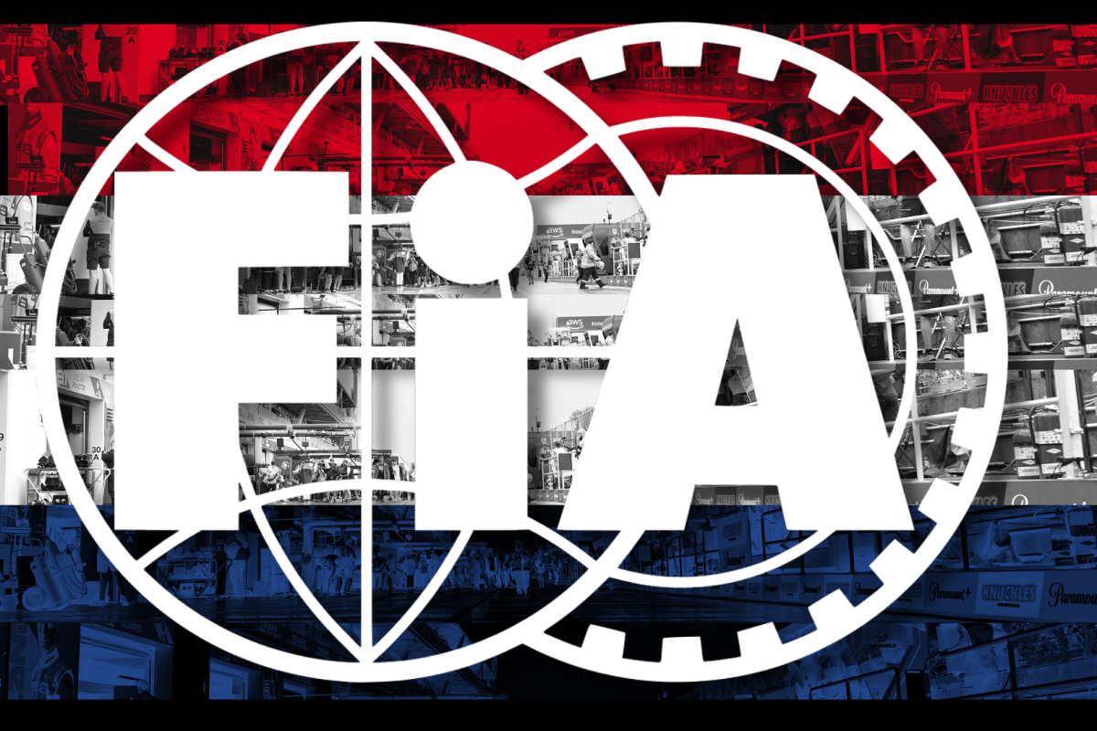 A composite image of the FIA logo with a Dutch themed background