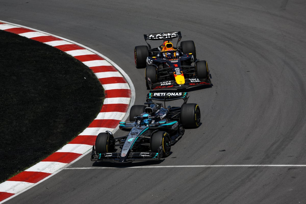 Verstappen chasing Russell in Montreal