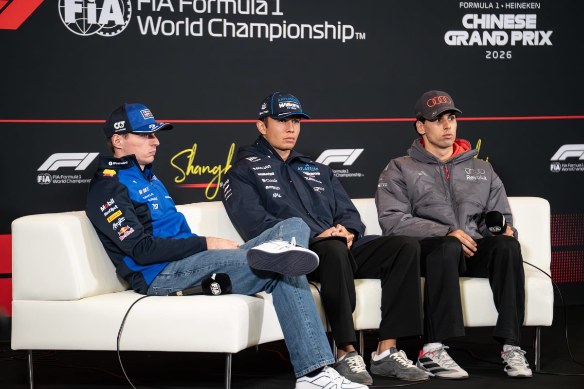 Max Verstappen, Alexander Albon and Gabriel Bortoleto