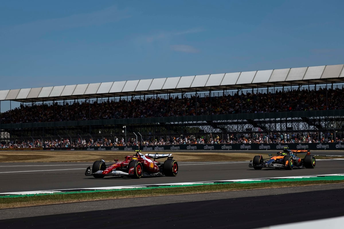 Hamilton ahead of Norris during FP1 at Silverstone