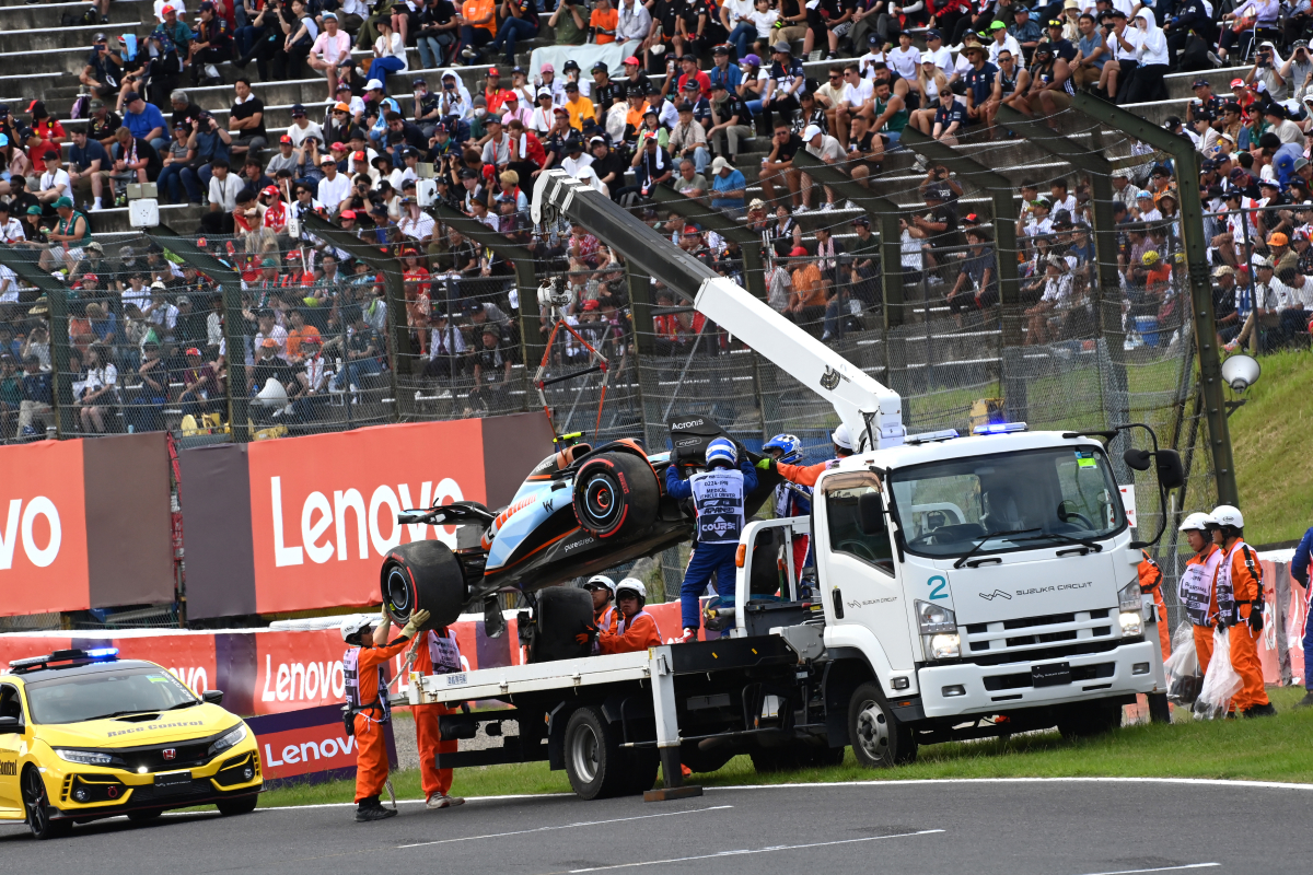 Sargeant reageert op flinke crash Suzuka: "Misschien was ik ook een beetje te agressief"