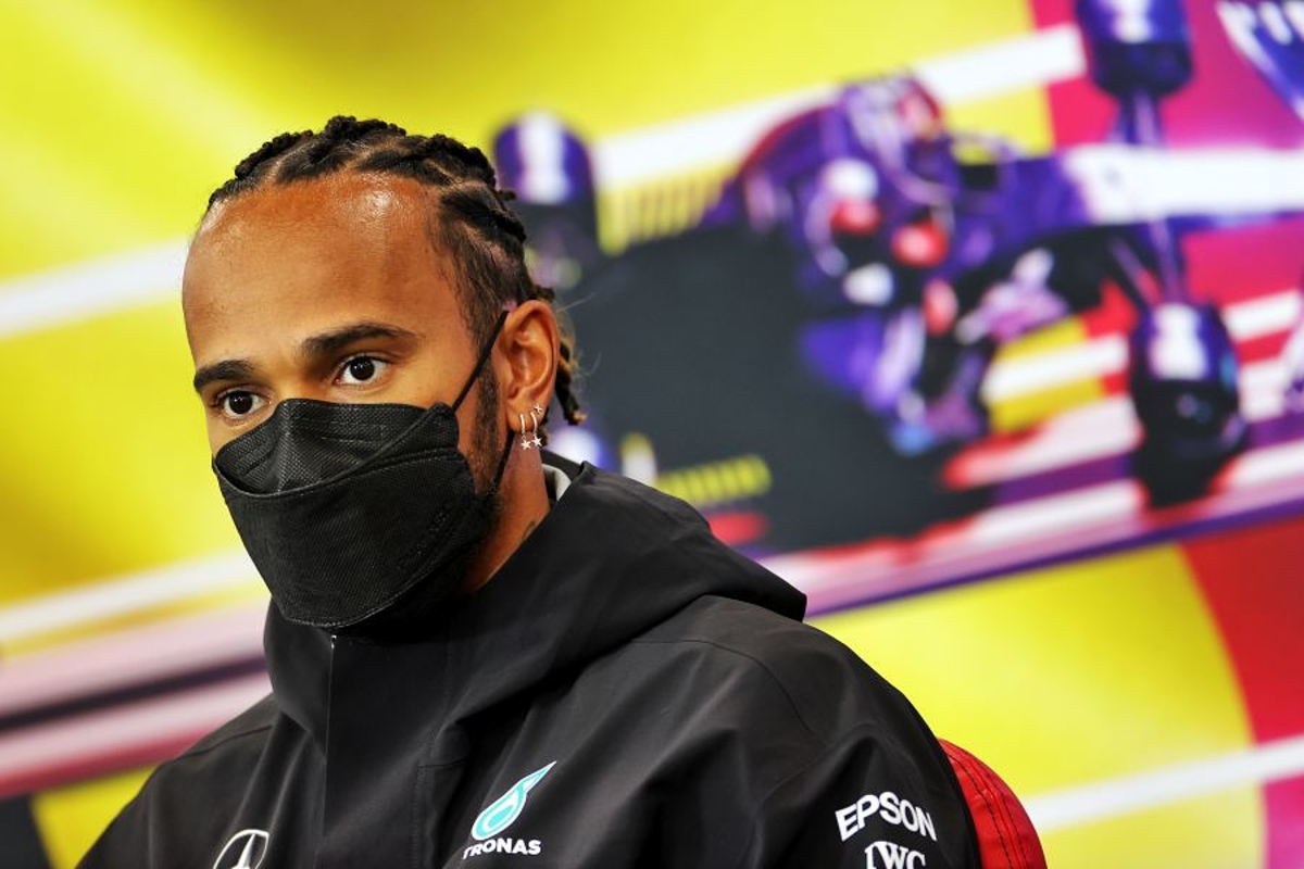 Hamilton op persconferentie van GP van België.